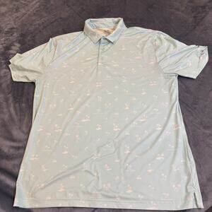 Snake Eyes Performance Golf Polo Men XL Stretch Poly Spandex Palm Tree Tropical